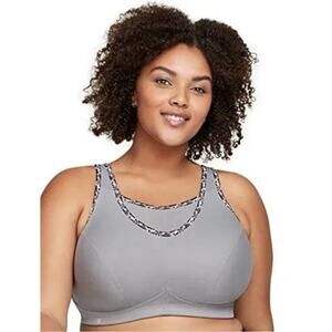 NWOT Glamorise No Bounce Cami Sports Bra Soft Grey - Sz 34D